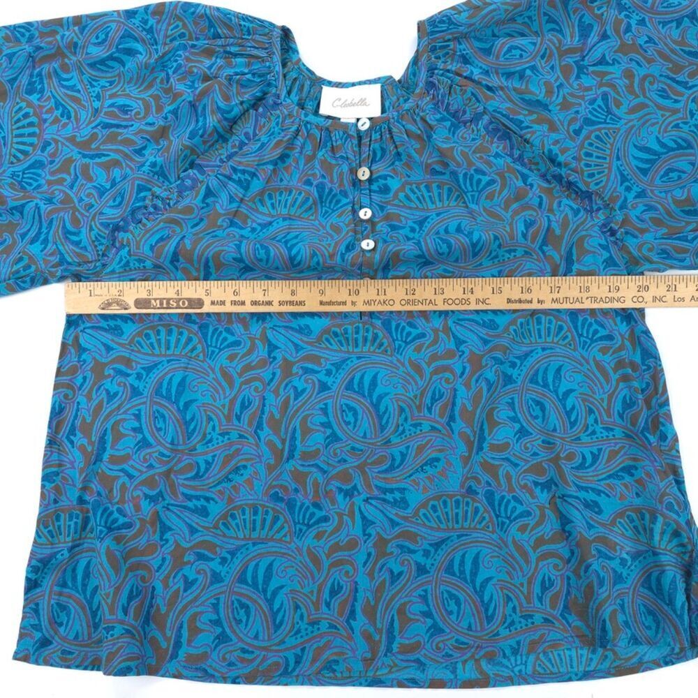 NEW Cleobella Jayda Blouse Zuri Block Print Puff Sleeve Romantic Beachy Boho - Picture 3 of 8